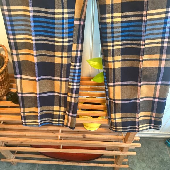 Urban Outfitters 2 Women's Yellow Blue Plaid Print Straight leg pants - Picture 8 of 8